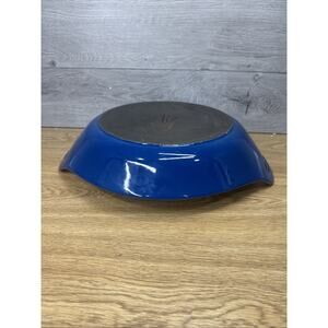 Michael Lax Copco Denmark Blue Cast Iron Enamel Paella Pan Casserole 16.5x14”